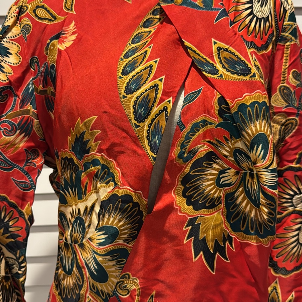 FARM Rio Red Maxi Floral Cutout LENZING™ ECOVERO™ Viscose Half lined Midi Dress - Picture 8 of 13